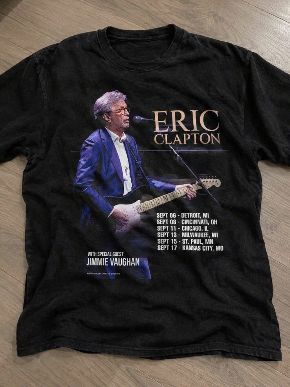 Eric Clapton Tour Cocnert Merch Jimmie Vaughan Black Tee